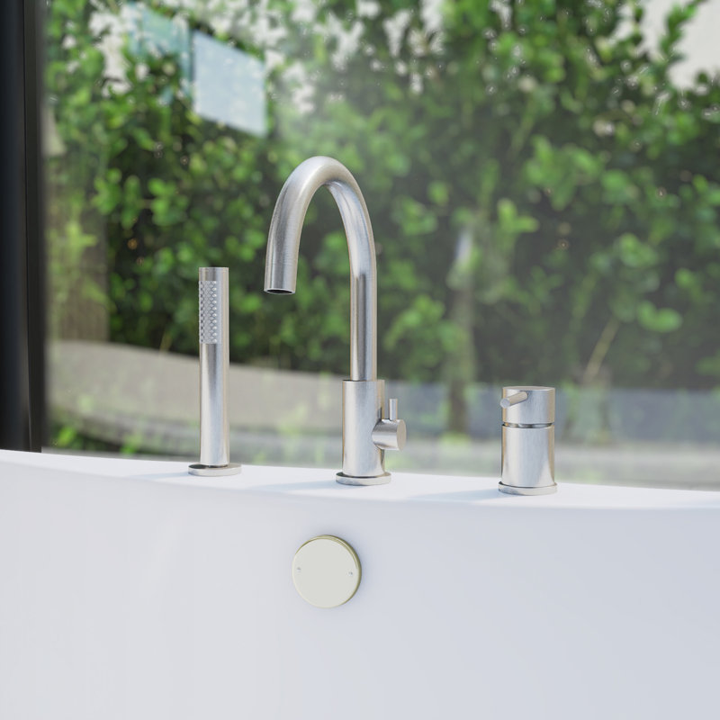 Robinet de baignoire à fixation sur le comptoir avec douche à main 12 po x 7 po DreamLine Montego, Nickel brossé