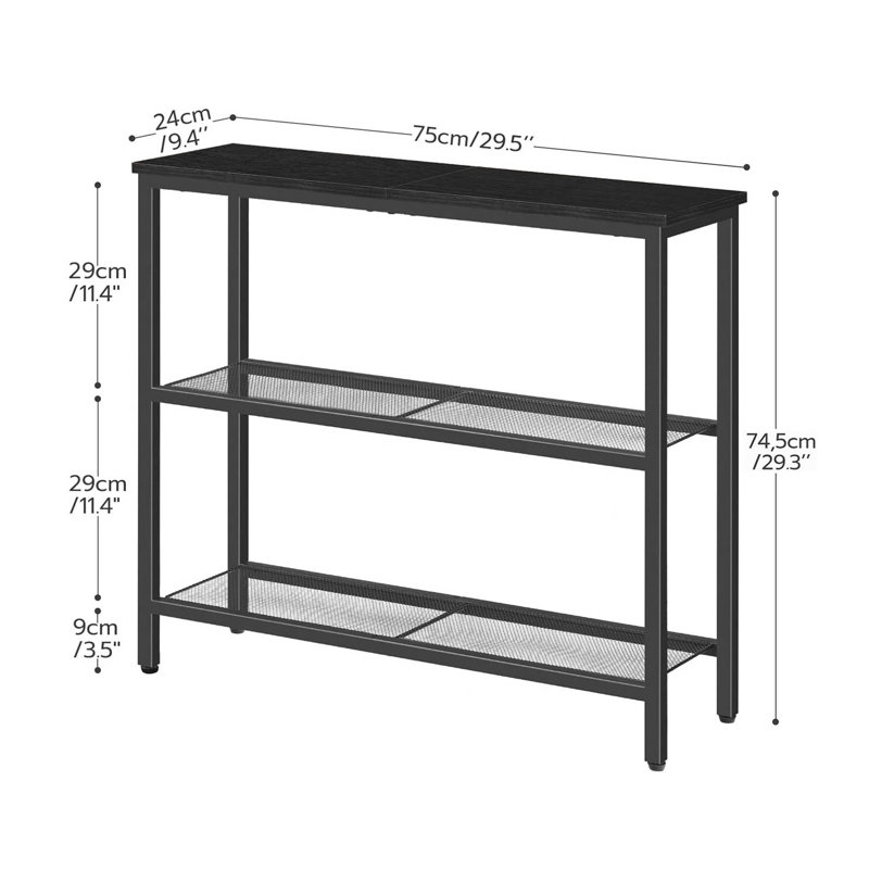 Console de table d'entrée étroite, Noir