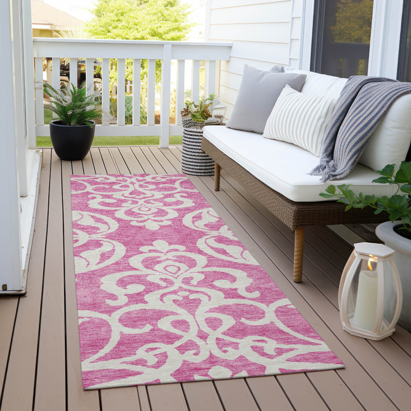 Chayden Washable Damask Indoor / Outdoor Rug, Runner 2'3" x 7'6"