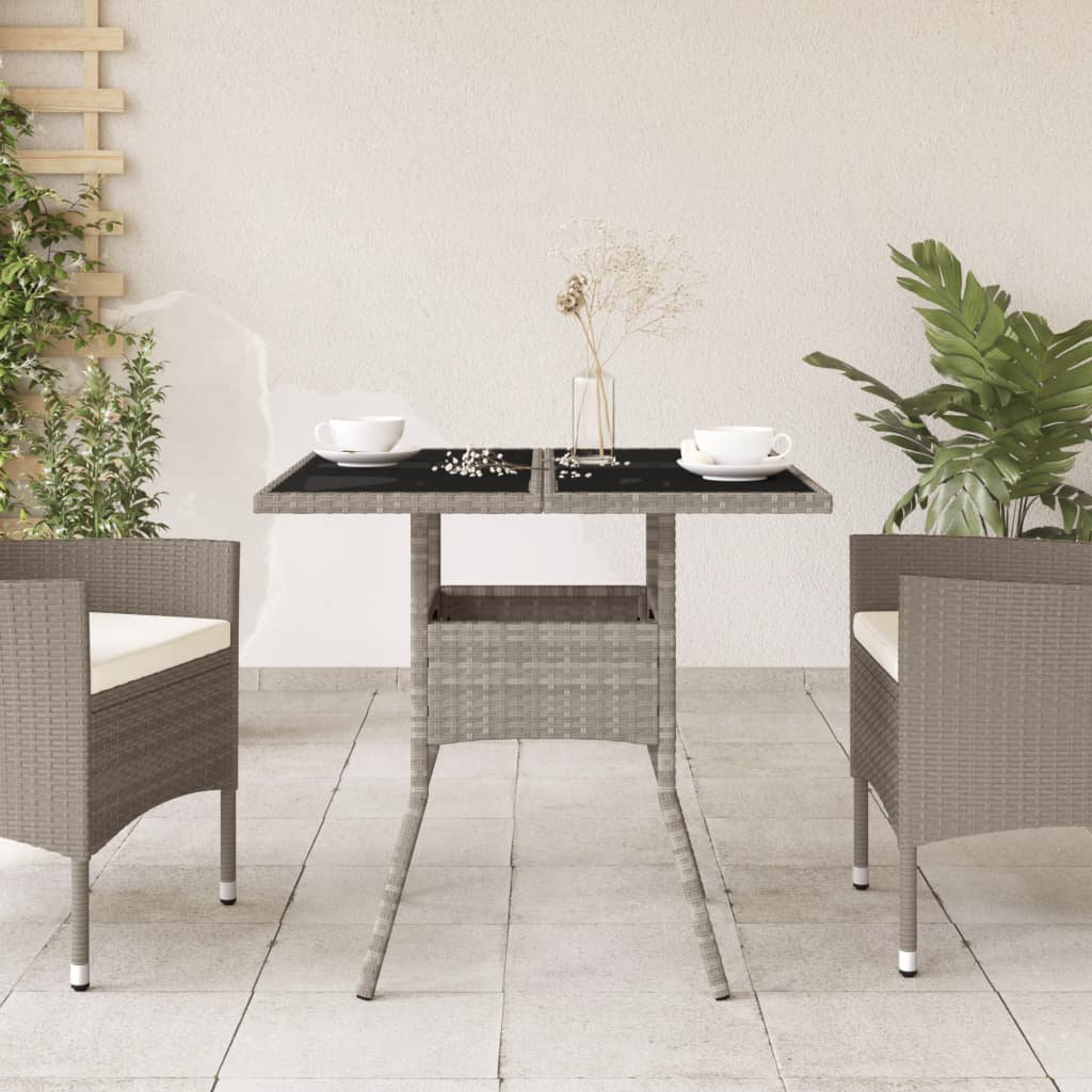 Esstisch Analisia aus Glas/Stahl/Polyrattan