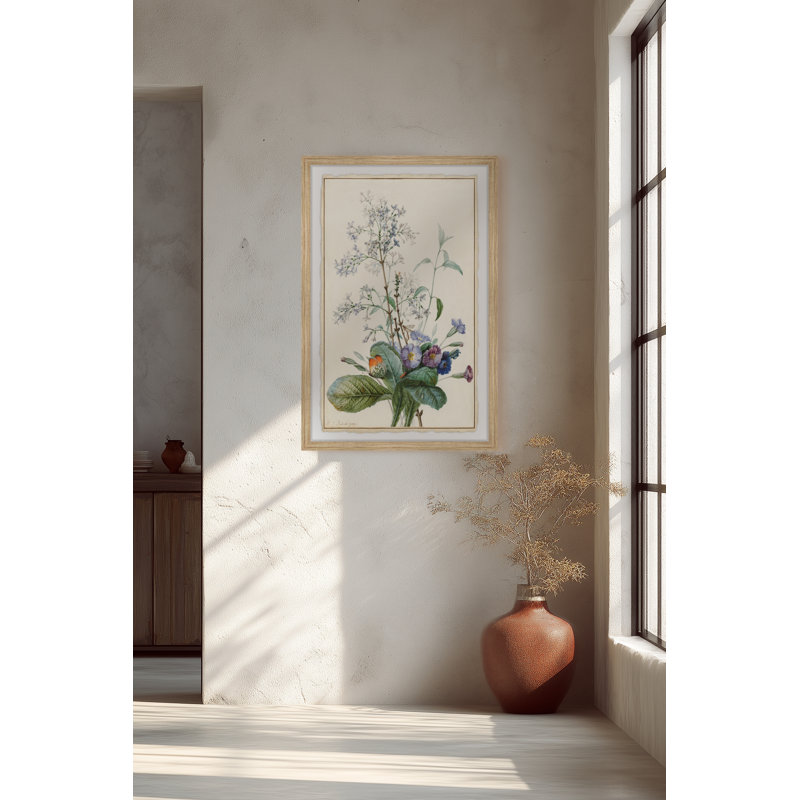 "Un bouquet de fleurs avec des insectes", reproduction encadrée, H 36 po x l 24 po