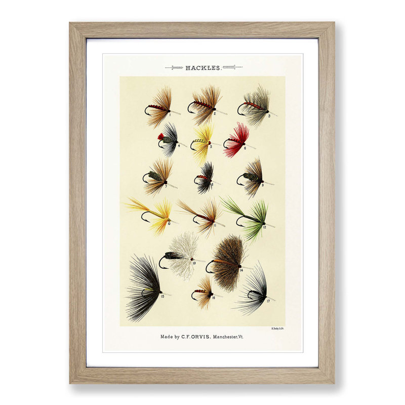 Hackles Fishing by Mary Orvis Marbury - Picture Frame Painting Print, Oak Framed, 65cm H x 48cm W x 2cm D