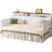 Daybed With Trundle,Twin Day Bed With X-Shaped Frame And Charging Station，White/Walnut