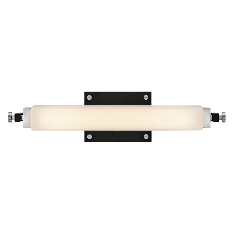 Rollins 18" Black and Chrome LED Vanity Sconce with Etched Opal Glass