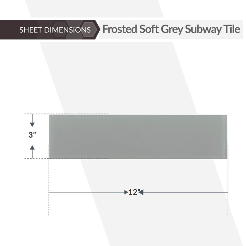 12'' x 3'' Glass Subway Wall Tile, Gray