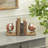 Wood Globe Decorative Brown Bookends Set