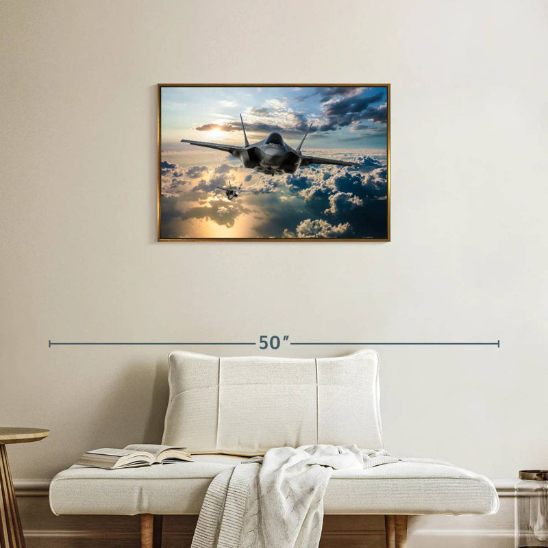 F35 Fighter Jet, Floating Frame Gold, 31" X 21"