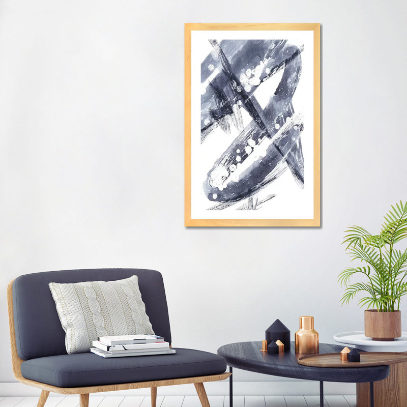 « Directivité VI » par Ethan Harper, reproduction d’art, H 32 po x l 24 po x P 1 po, Blanc, Toile avec cadre en bois beige