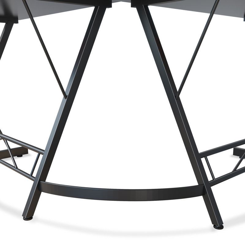 Queenborough L-Shaped Metal Base Computer Desk, Black