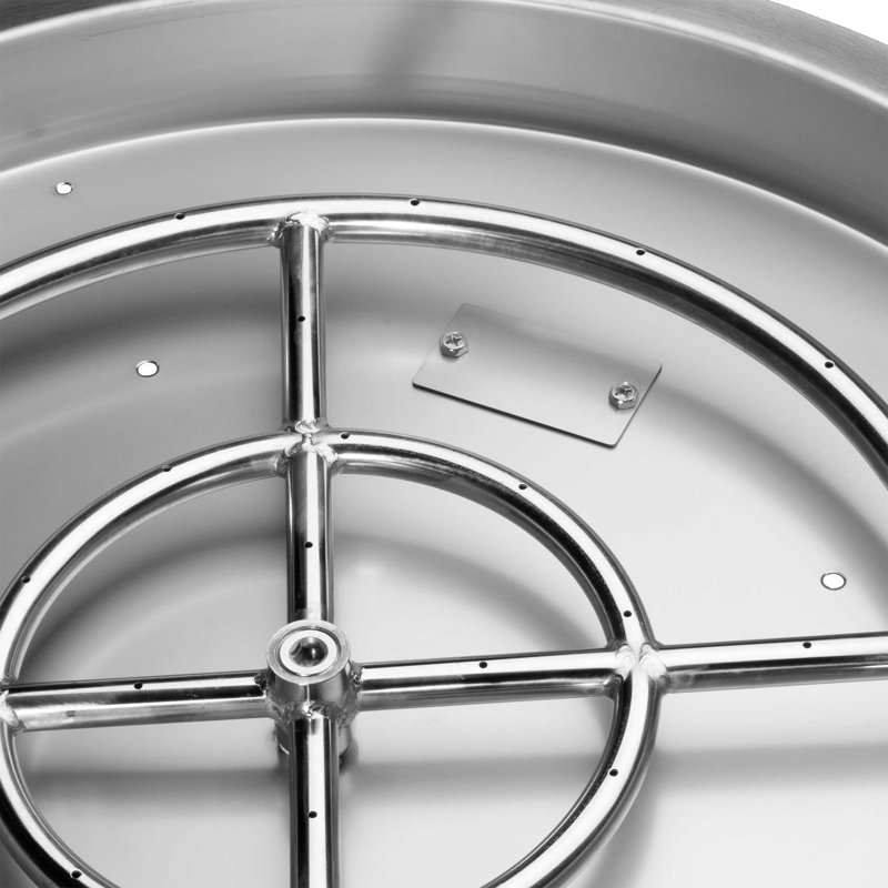25" Stainless Steel Round Drop-In Fire Pit Pan w/ 18" Burner