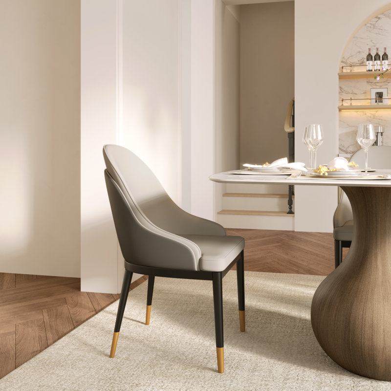 Grande table de salle à manger, 9 pièces : table, 8 chaises, Dessus ambré / base brune / chaises orange