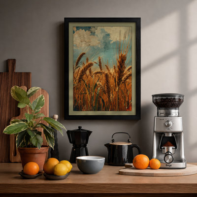 Golden Wheat Field Rustic - Framed Print