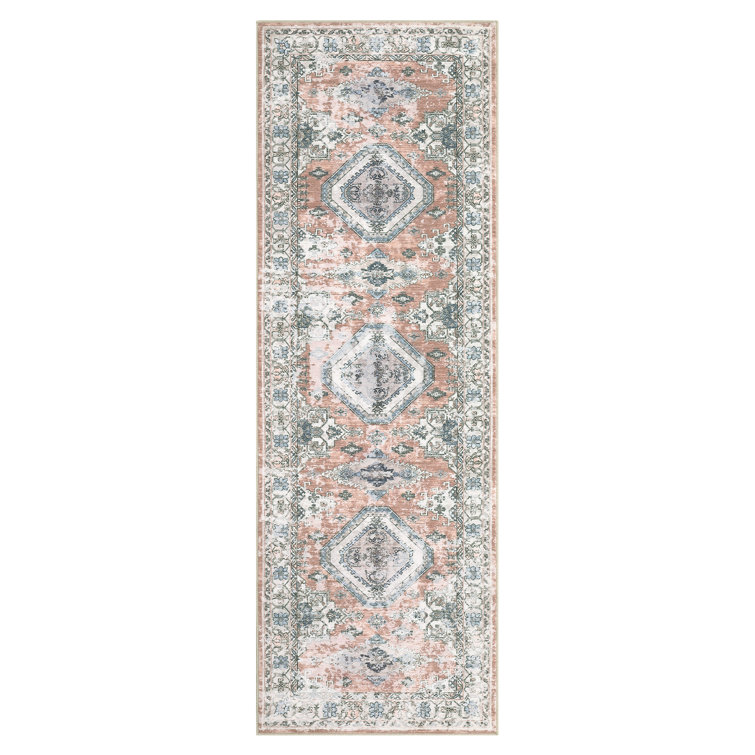 Boho Traditional Medallion Distressed Design Living Room Rugs Soft Rug for Bedroom Washable Stain Resistant Area Rug Indoor Easy Care Low Pile Non Slip Throw Carpet Home Decor Rug