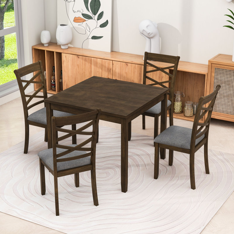 Ensemble de table de salle à manger 5 pièces avec 4 chaises rembourrées