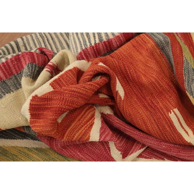 Tapis géométrique tissé à la main Kilim 9 x 13