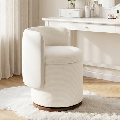 Upholstered Swivel Accent Vanity Stools With 22L Hidden Storage