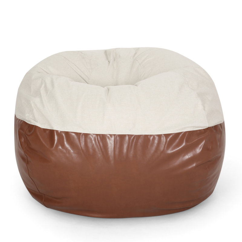  Fauteuil à billes en beige et brun. Mobilier de salon confortable. Housse à fermeture à glissière amovible. Mousse longue durée remplie pour la détente - café. 52 pouces de large. Moderne et confortable.
