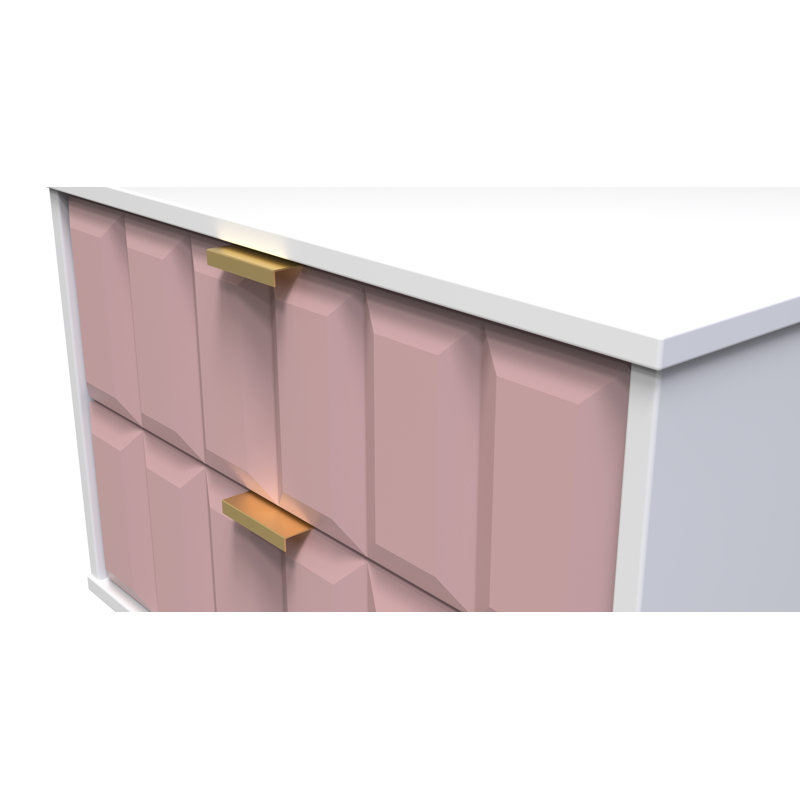 Allem 2 Drawer Midi Chest (Ready Assembled), Kobe Pink/White