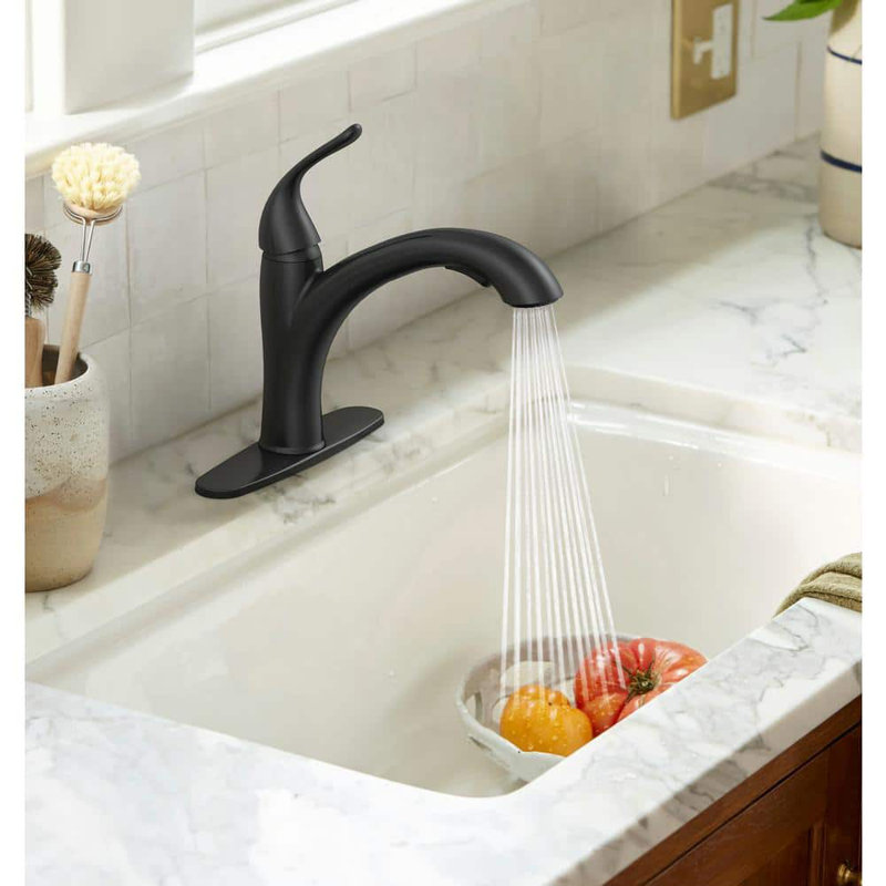 Robinet de cuisine rétractable Vetta avec douchette à double fonction, pivotant à 120 °, design moderne chromé, cartouche en céramique et installation facile pour lavabo, véhicule récréatif, bar