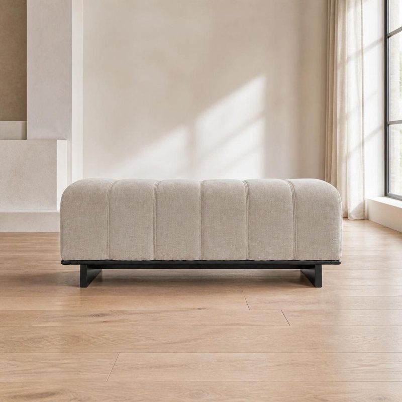 Banc rembourré multifonctionnel avec structure en bois robuste et durable, siège rembourré moelleux, capacité de poids de 250 lb