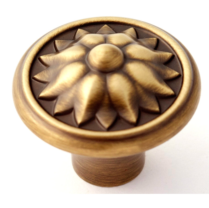 Poignée champignon 1 1/2 po Fiore, Mat anglais antique, H 1,125 po x l 1,25 po x P 1,25 po