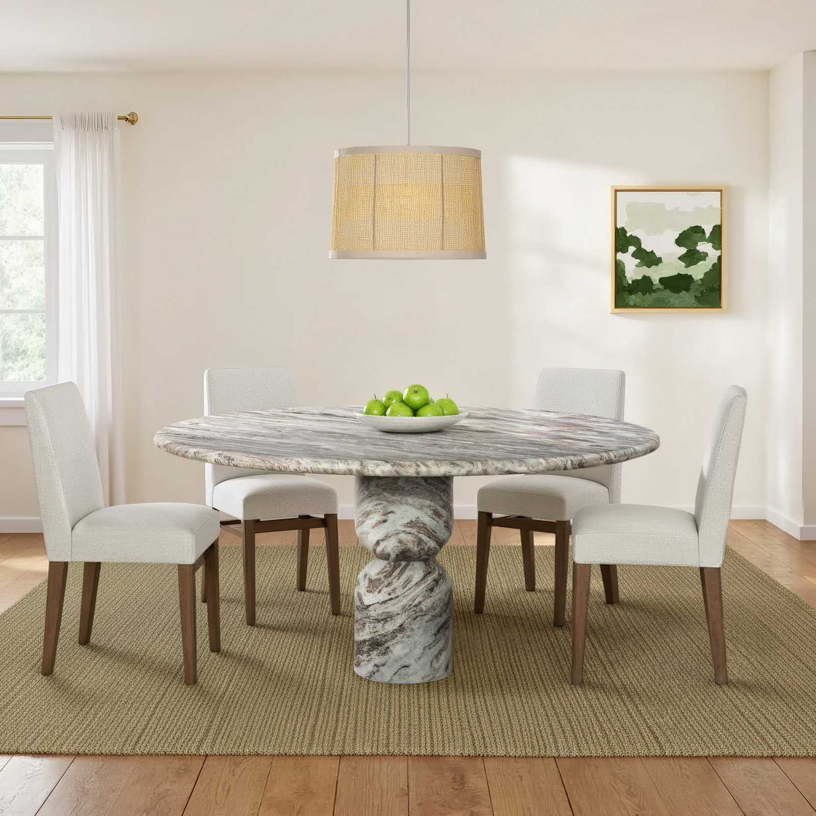 Figueroa Dining Table, 30" H x 60" W x 60" D, Sawar Marble