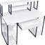 Bureau blanc et noir avec de nombreuses tablettes pour écrire