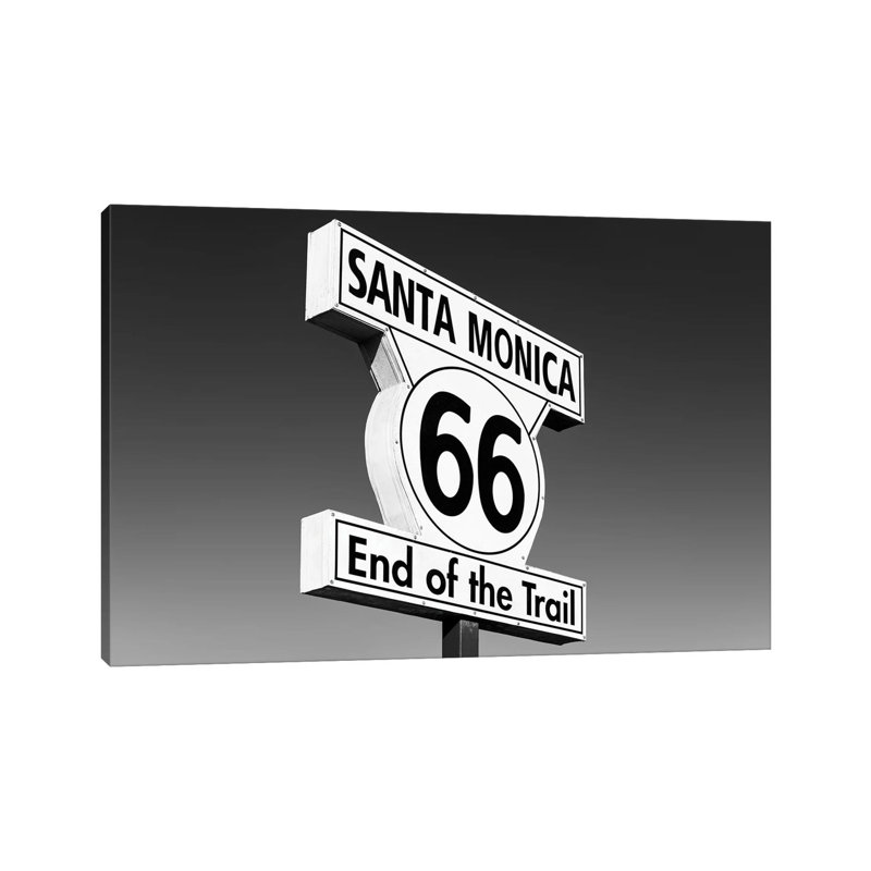 Black California Series - Santa Monica Route 66 by Philippe Hugonnard - Print on Canvas, Wrapped Canvas