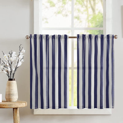 Friary Cotton Blend Striped Tailored Cafe Curtain