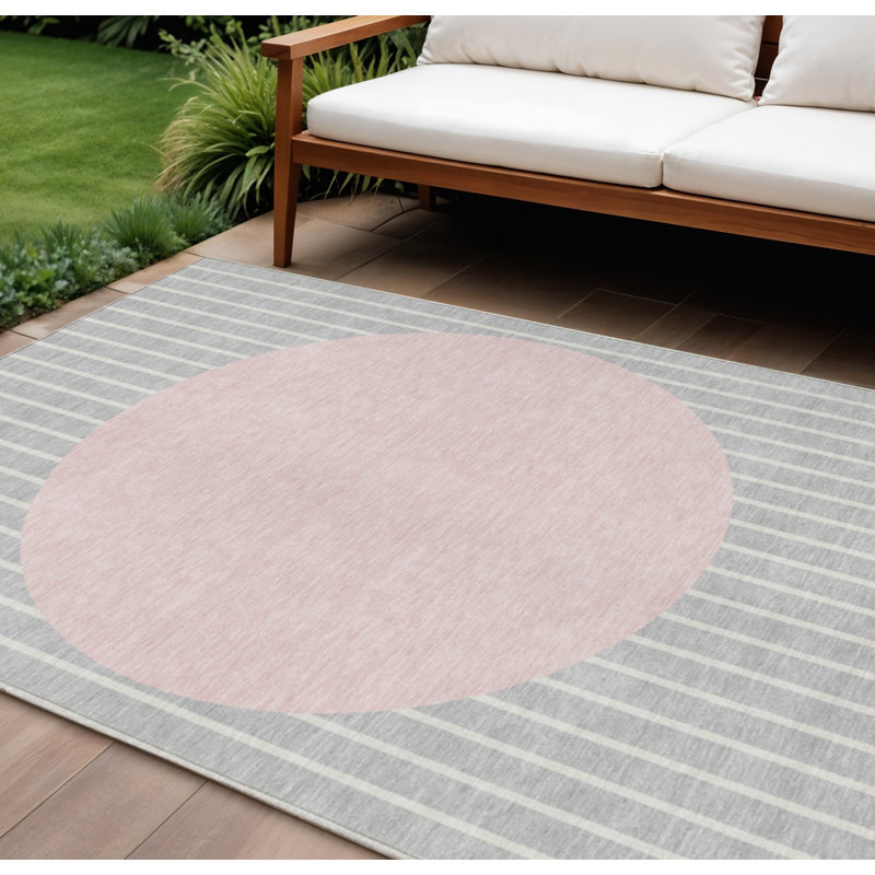 Tapis intérieur lavable rayé argenté 8 pi x 10 pi