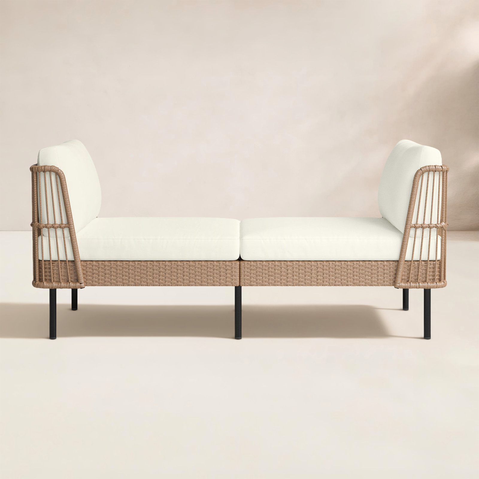 Belulah 75" Patio Daybed, Beige, Black/Tan