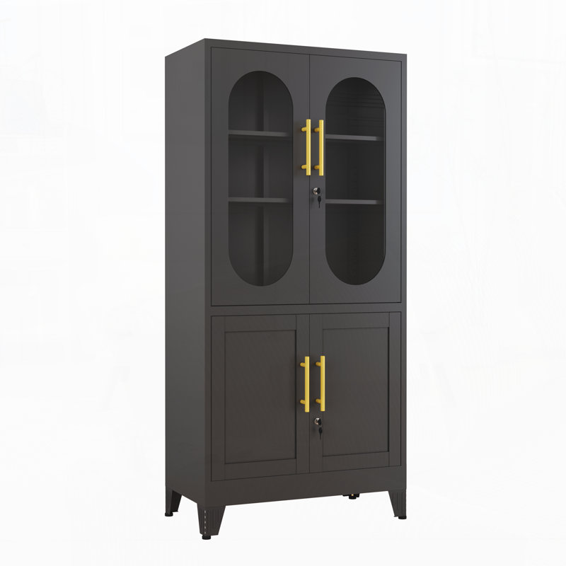 Metal Office Filing Storage Cabinet with Lock and Adjustable Shelves, Black