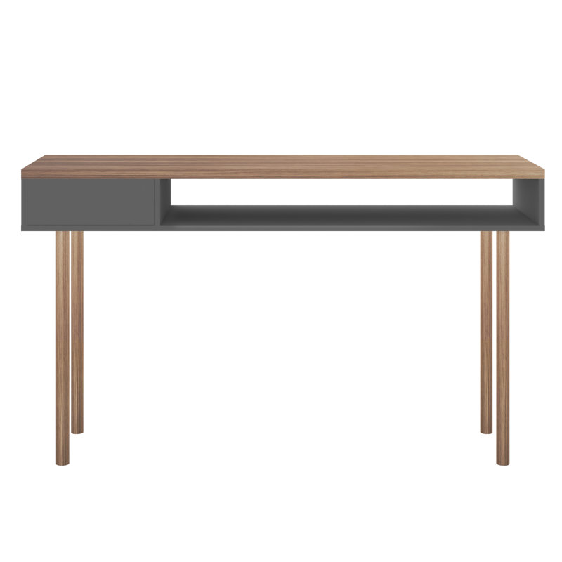 Windsor 47" Scandinavian Modern Console Table with 2 Shelves, Gray/Nature