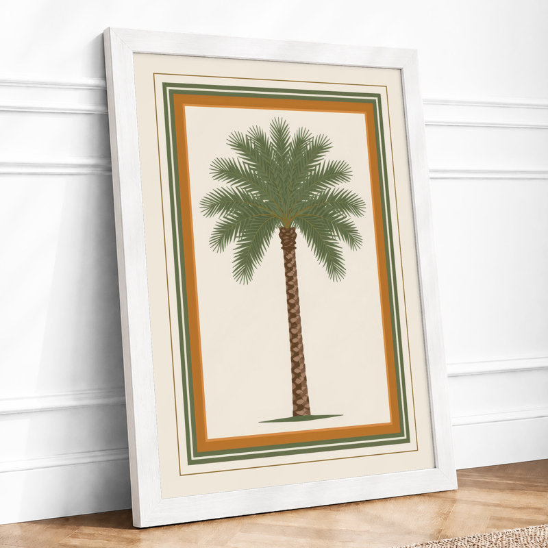 Solitary Palm Study Botanical - Framed Print, A2 - 59.4 x 42.0 cm, White