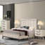 Table de chevet en bois massif pour chambre à coucher - 2 tiroirs de style contemporain en beige et blanc
