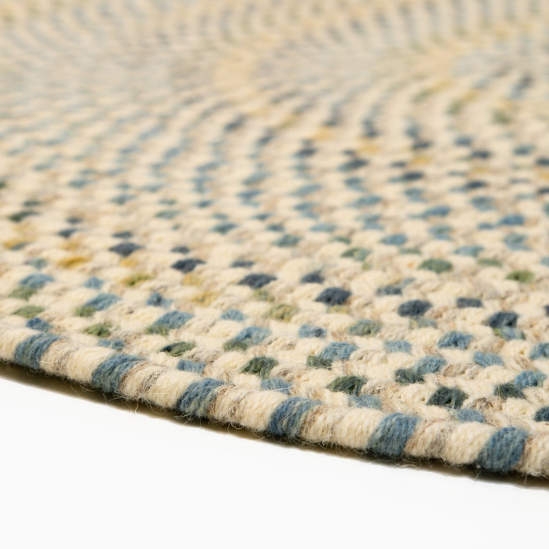 Tapis d'intérieur en laine tissé bleu / vert Amini Premier, Ovale 2 pi x 5 pi