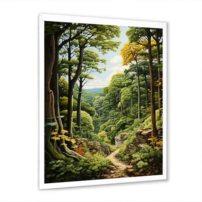 Canopée représentant des arbres, forêt V - art mural sur toile Cottage, H 32 po x l 24 po x P 1 po, Cadre photo blanc
