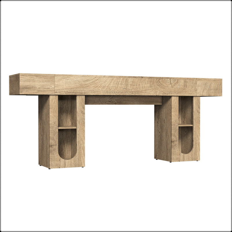 Console avec prise et tablettes réglables, L 79 po, Naturel