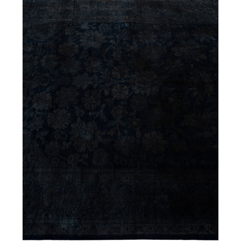 Tapis noir en laine 4 pi 3 po x 6 pi 1 po Huckstep