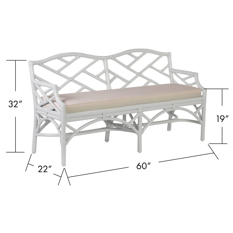 Chippendale Upholstered Bench, White