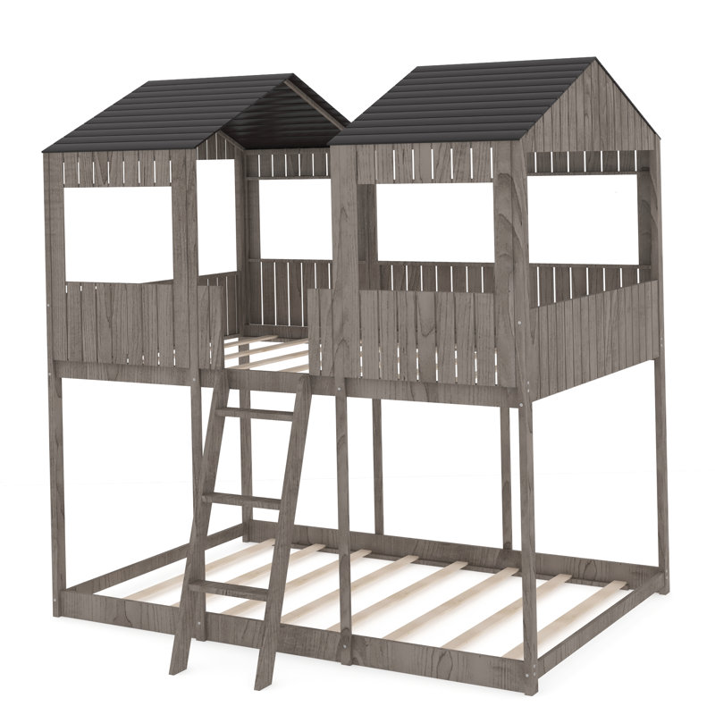 Narendra Kids Full Over Full Bunk Bed, Antique Gray