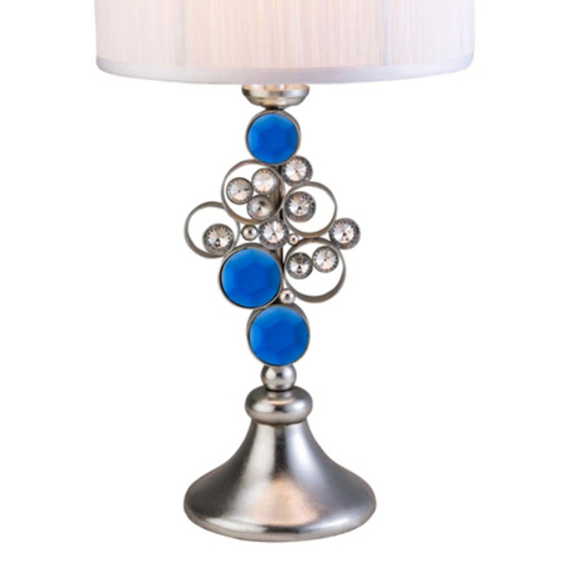 Lampe de table haute en polyrésine 28 "Just Dazzle" avec finition argentée et abat-jour blanc