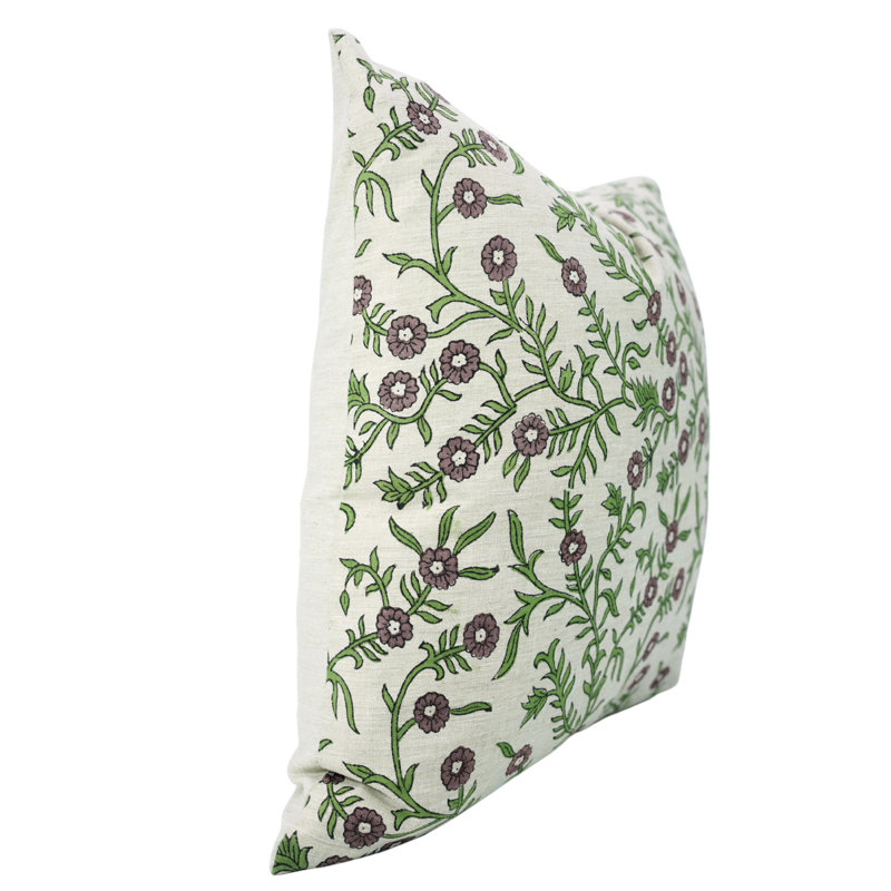 Coussin décoratif à imprimé de bloc Fab Fabine - fait à la main, Shehjan, mauve, Rectangulaire H 20 po x l 12 po