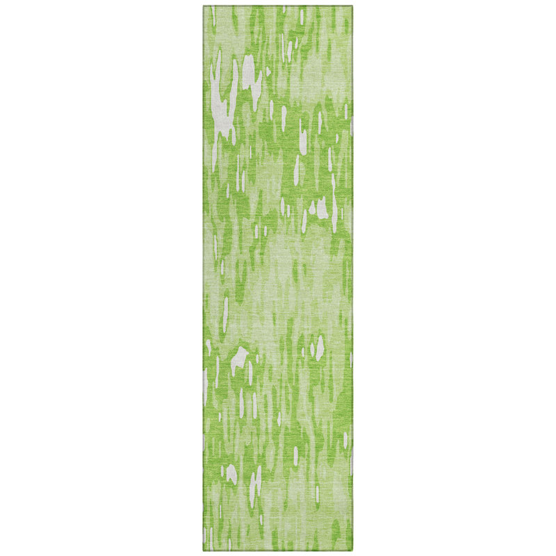 Ken Lime Washable Indoor-Outdoor Rug - , 2'3" x 7'6"