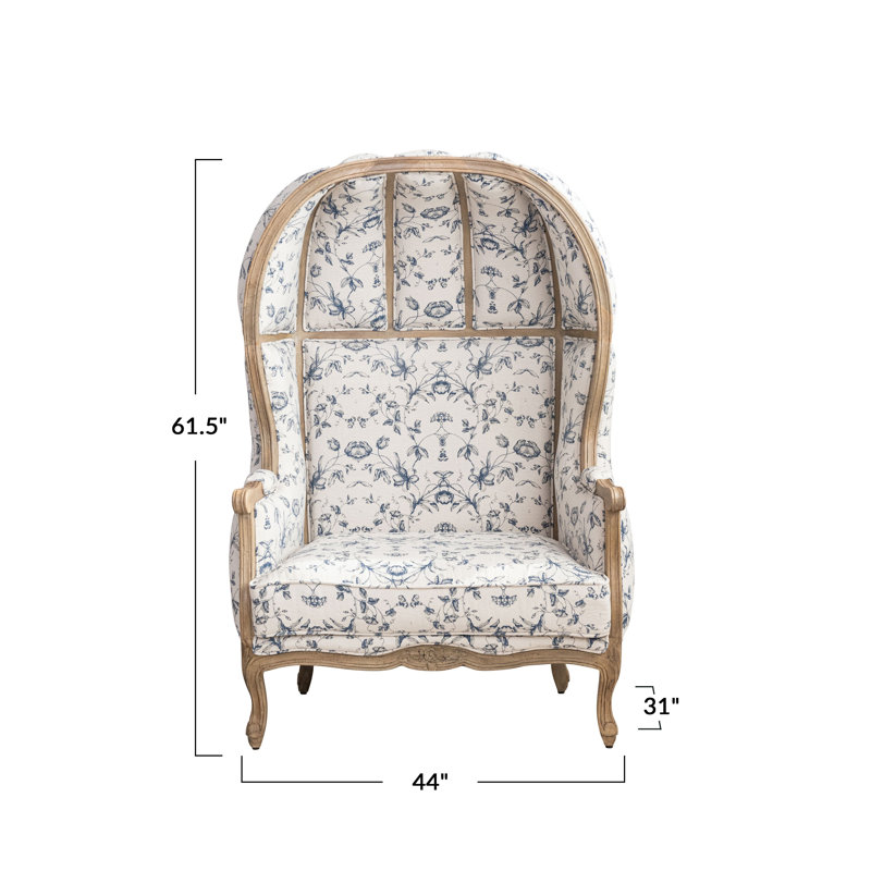 Chaise ballon rembourrée en coton et lin à motif floral