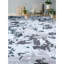 Tapis camouflage en laine / viscose noué à la main gris foncé / bleu clair-62683253
