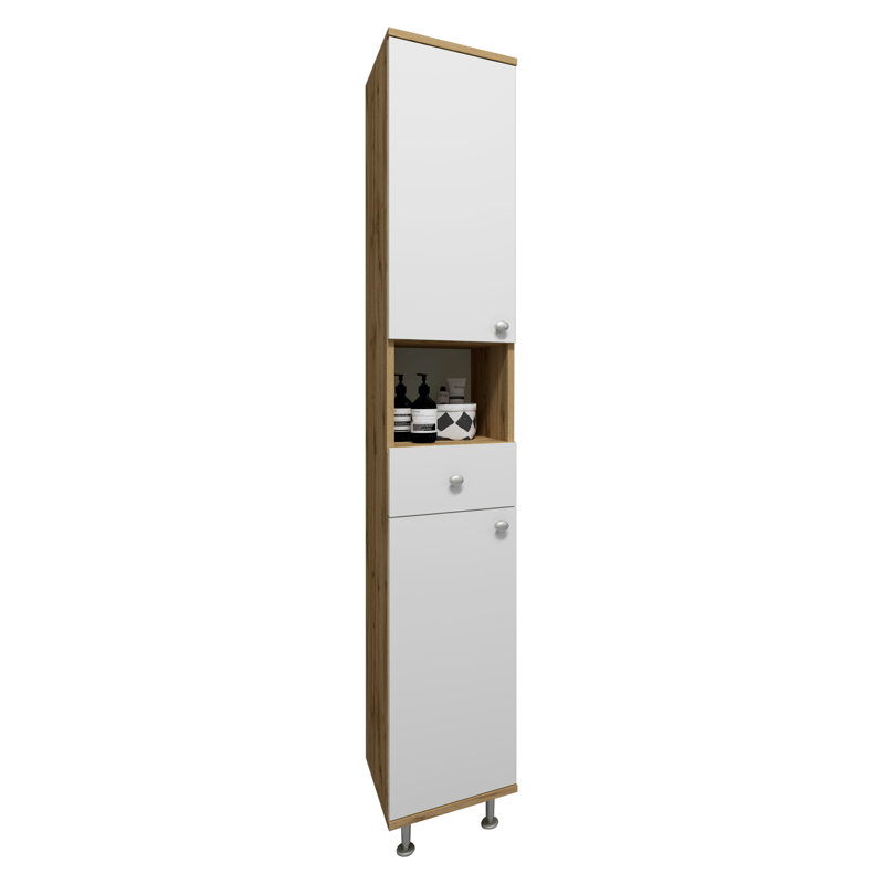 Audriauna Freestanding Bathroom Cabinet, White / Brown