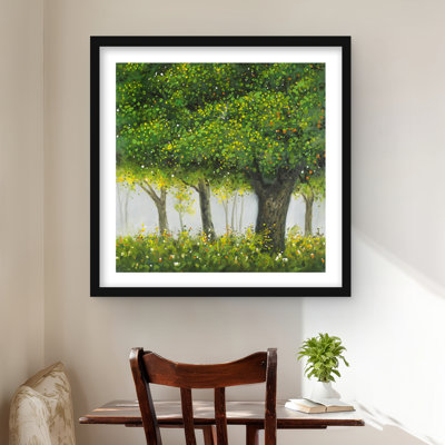 «Forest by Summer - Contemporary Seasons», reproduction encadrée avec passe-partout