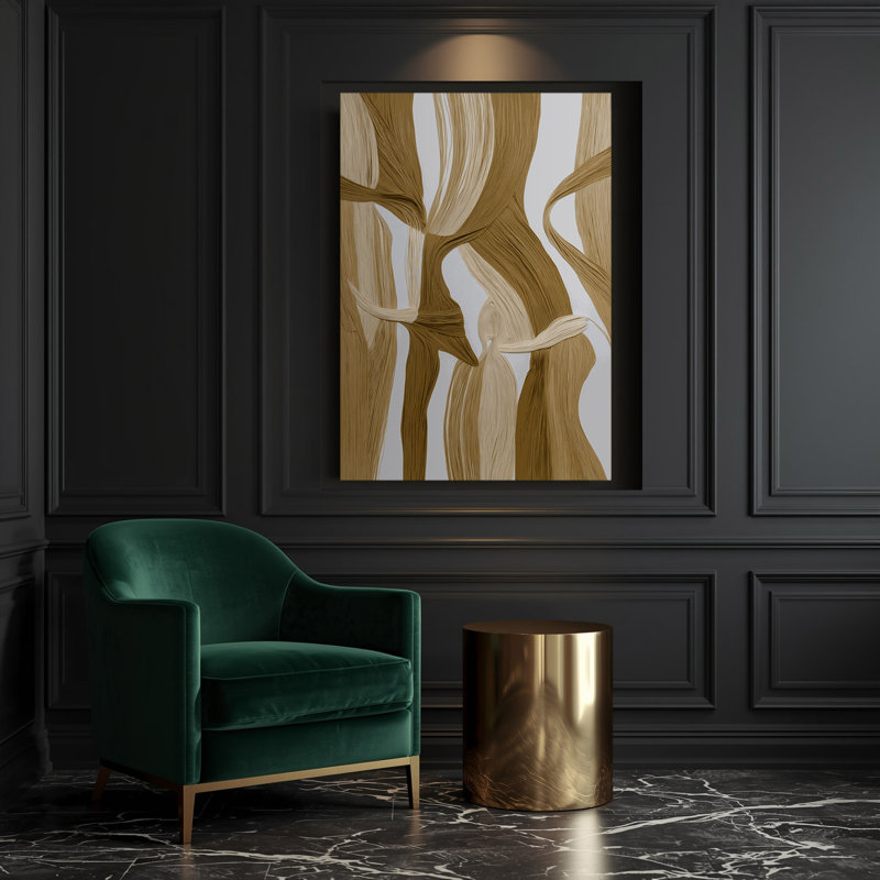 Abstrait, art figuratif brun sur toile 30, H 36 po x l 24 po