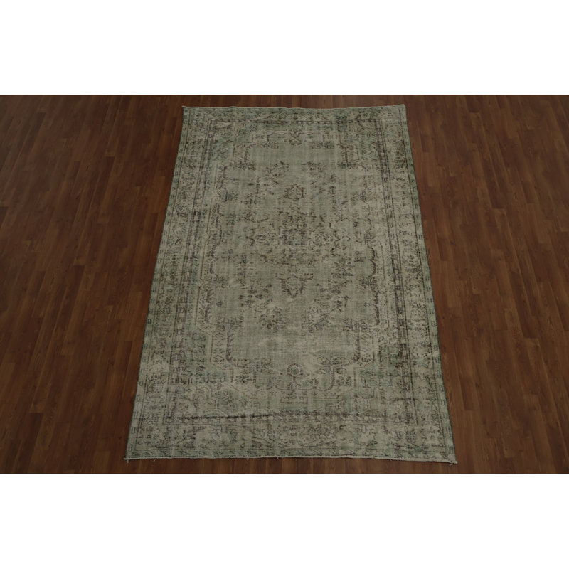 Tapis rétro vert et gris 6 x 9